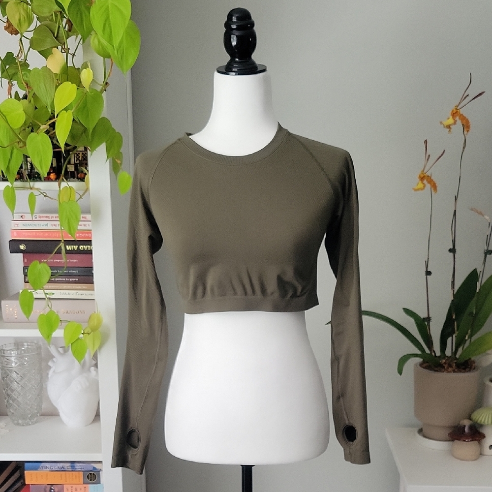 Alphalete Khaki Long Sleeve Workout Top